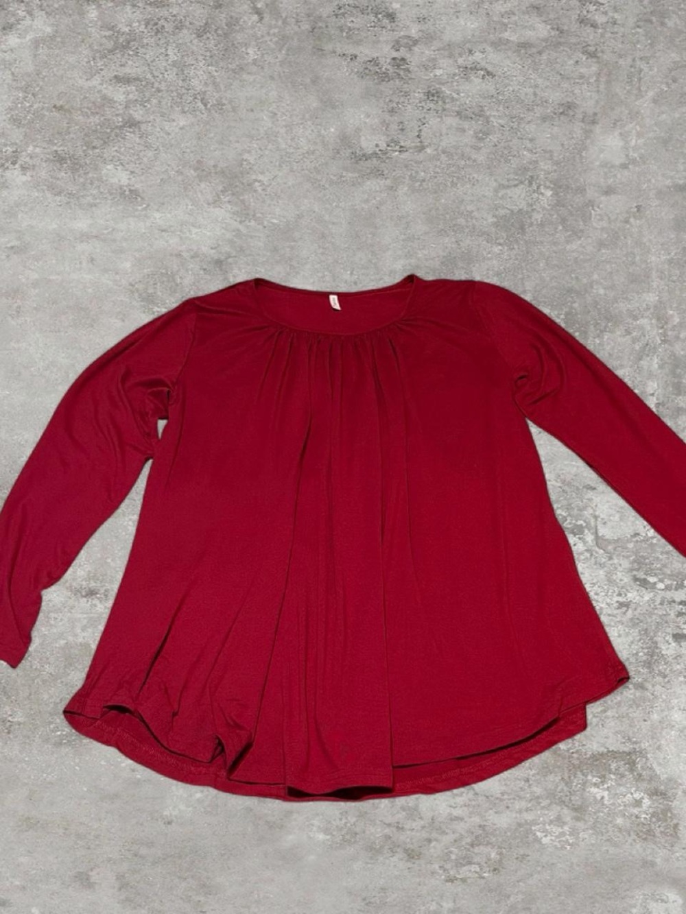 Women’s Burgundy Pleated Long-Sleeve Blouse